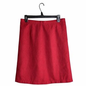 Christopher & Banks Size 8 Suede-Feel Red Back-Button Lined Skirt Professional